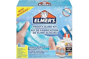 ELMER'S Elmer’s kit pour slime givré, colle transparente, stylos colle pailletée + liquide magique activateur, lot de 8 produits