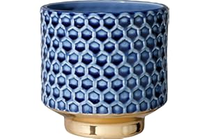 BLOOMINGVILLE Maceta Home - Macetero Decorativo Redondo para Flores e Plantas para Interiores M (12,5 cm ø), Azul, Cerámica