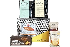 Coffee Gift Box - Two Chimps Coffee, Anna's Cappuccino Thins, Daelmans Stroopwafels, Border Biscuits - Exclusive to Pelican Parcels