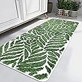 Homantic Dark Green Leaf Bathroom Runner - Bath Mats for Bathroom Non Slip Machine Washable Bathroom Decor Water Absorbent Bath Rugs for Sink Bathtub and Shower Leaves 60 x 150 cm