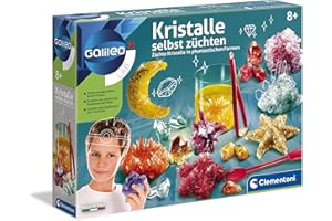 Clementoni Galileo Lab – samodzielna hodowla kryształów, pudełko eksperymentalne dla małych naukowców, zabawka dla dzieci od 8 lat, kolorowe eksperymenty do pokoju dziecięcego Clementoni 59116