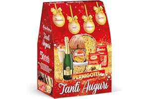 Cesto Natalizio Regalidea “Tanti Auguri” con Specialità Gastronomiche tipiche di alta qualità - Confezione Regalo di Natale Gourmet da 5 Pezzi