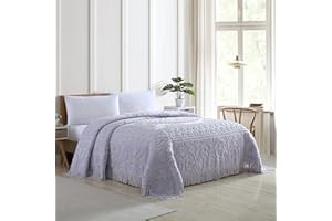 Beatrice Home Fashions Medallion Chenille Bedspread, Full, Lavender