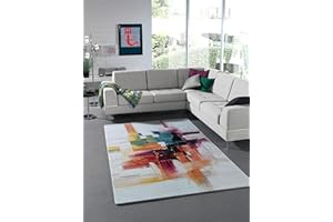 PACO HOME Mia's Teppiche "Britney" - Dywan nowoczesny - kolorowy wzór pociągnięć pędzla, 120x170 cm