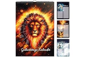 E&G KLASSE Kalendarz urodzinowy bez daty, planer urodzinowy, kalendarz ścienny A5, niezmiennie niezależny od roku, przegląd urodzin do zawieszenia, wzór znaku zodiaku, astrologia