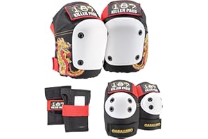 Triple Eight 187 KILLER PADS Caballero SPSM205, ginocchiere, gomitiere e polsiere per skateboard, confezione da 6, S/M