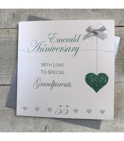 WHITE COTTON CARDS Biglietto di Auguri, Fatto a Mano, per 40° Anniversario di Matrimonio, per Mamma e papà, Bianco, XLBD40M, 22cm x 22cm