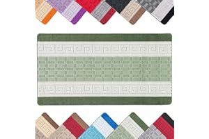 renoazul® Anti Slip Washable Large Door Mat, 60 x 110 cm Heavy Duty Waterproof Indoor Door Mat, Non Slip Carpet Rug for Home, Kitchen and Bedroom Décor (Gel Back Nada Rug - Green)