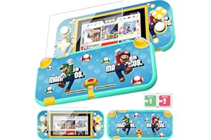 oqpa for Nintendo Switch Lite 2019 Case for Girls Boys Kids PC Cute Kawaii Anime Cartoon Character Cool Fun Slim Protective Cases Hard Shell Cover with Screen Protector Glass for Switch Lite,M Mario