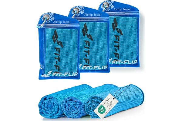 Fit-Flip Serviette rafraîchissante Lot de 3 – Serviette de Refroidissement pour randonnée, Marche, Tennis, Voyages – Serviettes rafraîchissantes pour Le Cou, Serviette fraîcheur, Airflip Cool Towel