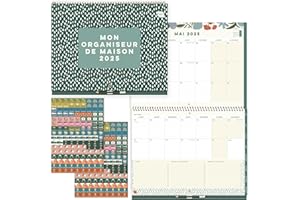 Boxclever Press Mon Organiseur de Maison Calendrier 2025 mural. Calendrier mural 2025 commence maintenant jusqu'à déc.'25. Calendrier familial 2025 avec onglets mensuels, listes et autocollants.