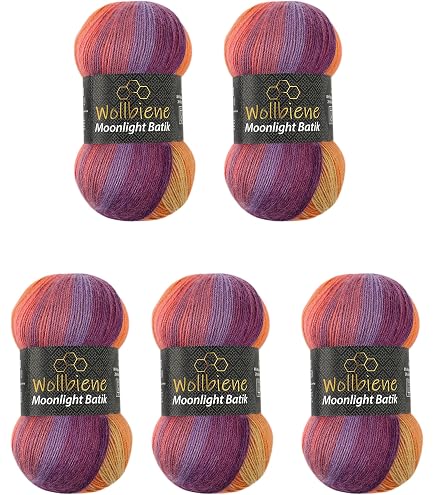 Ilkadim Export Burcum Batik Laine multicolore avec dégradé de couleur, 5 x 100 g de laine