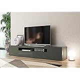 Dmora Mobile da Soggiorno Porta, Made in Italy, Supporto per TV da Salotto a 3 Ante e Ripiani, cm 200x40h37, Colore Antracite
