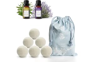 LUMINER® Palline Per asciugatrice, 6 Palle Per Asciugatrice Antipiega Con 2 Oli Essenziali Di Lavanda E Tea Tree, Palline Di Lana Per Asciugatrice Con Profumatore Per Il Bucato