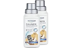 ‎HEITMANN Heitmann Daunen Wäsche: reinigt und pflegt Textilien mit Daunenfüllung, ideal für die schonende Reinigung von Daunen-Jacken, Federkissen, Federbetten, 250ml, 2er Pack