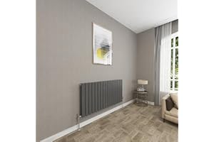Sky bathroom | 600x1156mm Horizontal Designer Radiators Anthracite Flat Panel Double Panel Central Heating Radiator