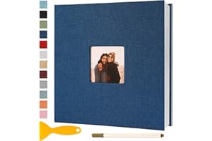SEMFALBUUMS Album Photo Adhesif Vierge 28x27 CM Classeur Photo Livre Photo Personnalisable Scrapbook de Classe Mariage Livre D'or Enfant Bebe Carte Postale DIY, 40 Pages Bleu