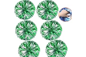 YIPUETERNITY 6pcs Pom Poms Cheerleading, Pompoms Cheerleader, 35cm Metallici PON PON Cheerleader, Cheerleader Pom Poms Pallina con Manico per Sport di Squadra Calcio Ballo Cheering Bambini Adulti