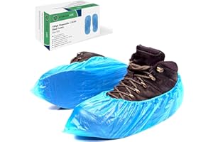 Bermond Life Disposable Shoe Covers | Pack of 100 Plastic Shoe Covers | Blue & Waterproof Shoe Protector | Overshoes with a Storage Box | Shoe Covers for Work, Gardening & More
