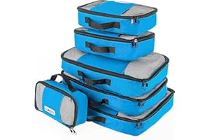 Savisto Packing Cubes 6 Piece Set, Durable & Lightweight Travel Essentials for Suitcases - Includes 1 XL, 2 L, 2 M, 1 S - Available in 8 Stylish Colours - Blue