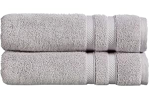 Christy Chroma Grey Bath Towels | Set of 2 | Highly Absorbent Heavyweight 675GSM | Bold and Bright | Soft Velvety Smooth Bathroom Shower Towels | 100% Cotton | Sustainably Made | Dove Grey