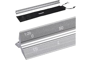 WINTEX Righello 30 cm in Metallo - Scalimetro in Alluminio - Riga da Disegno Tecnico - 1:20 1:50 1:75 1:100 1:125 - Accessori per Architetti e Studenti - con Custodia - Argento