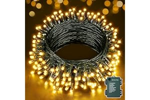 Hopexy Fairy Lights Battery Operated, 15m 150 LEDs Christmas Tree Lights, Waterproof Warm White String Lights Battery Powered with 8 Modes/Indoor/Outside Light for Garden Wedding Xmas Decorations