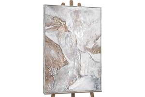 YS-Art XXL Abstrakt Acryl Gemälde auf Leinwand mit Rahmen Norden I handgemalte Wandbilder Wohnzimmer Wohndekor Barock Stil Bilder echte Kunst 120x80 cm