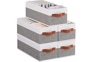 YheenLf Plegable Caja de Almacenamiento, Cestas Almacenaje en Blanco, Juego de 5 Cajas Organizadoras Armarios para Ser Utilizadas en La Cocina, Baño, 38×15.5×13 cm