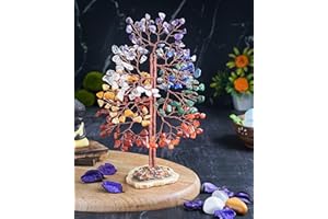 CROCON Árbol de la Vida de los Siete Chakras: árbol de la Vida de Cristal Base de ágata geoda árbol de Piedras Preciosas Hecho a Mano Decoraciones de Cristal árbol del Feng Shui