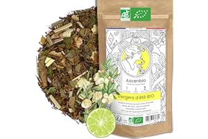 Ascenbio ✿ Vergers d'Eté Rooibos Citron BIO PUR ✿ Tisane Rafraichissante, Relaxation, Détox ✿ 180 g vrac ✿ Préparé et conditionné en France ✿ Emballage biodégradable
