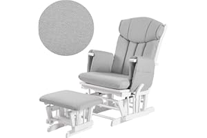 KUB Chatsworth Premium Glider Nursing Chair & Footstool | Award-Winning Design | 7 Recline Positions | Unique Safety Lock | Luxury Corduroy | Safety Certified (Grey chevron)