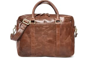 LEABAGS Sac à bandoulière pour hommes et femmes | Sac ordinateur portable en cuir véritable 16 pouces | Sac avec sangle d'épaule | Sac messager | Sac de travail | Sac d'enseignant