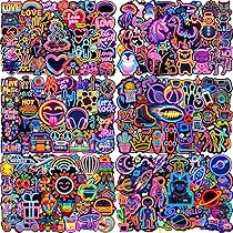 100 Stickers Neon Adesivi Vinile - Impermeabili, Per Laptop, Cellulare, Skateboard, Bottiglie, Idee Regalo