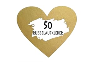 ‎OWLBOOK OWLBOOK 50 Rubbel Etiketten Herzen Gold zum Basteln von Rubbelkarten Rubbellose Überraschungen Gutscheinkarten Einladungen Hochzeit oder Verkündung von Schwangerschaft
