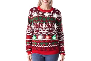Giggling Getup Nordycki sweter bożonarodzeniowy dla kobiet, świecący sweter bożonarodzeniowy, renifer brzydki sweter bożonarodzeniowy, zimowy sweter LED dla mężczyzn i kobiet