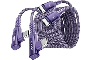 toocki Kabel USB C 60 W [2 szt] [3 m + 3M] USB C do USB C PD 3.0 Kabel do szybkiego ładowania USB C - Fioletowy