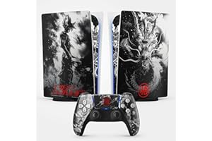FFrame Adesivo PS 5 Guerriero Dragon, adesivo per PS 5 Manga, Console e Controller, edizione standard Digitale, Skin Guerriero PS 5 (1 Controller)