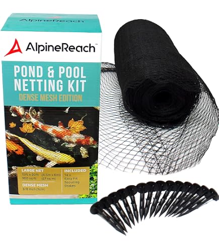 Filet De Protection Pour étang 6x12 M - Maille 1,2 Cm, Polyéthylène Noir - Avec 12 Piquets - Anti-feuilles, Oiseaux, Débris