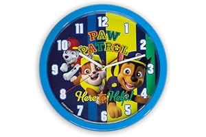 damaloo Paw Patrol orologio per bambini da parete - Orologi a quadrante per ragazzi e ragazze per imparare a leggere l’ora - Analogico - Accessori a tema cani per cameretta