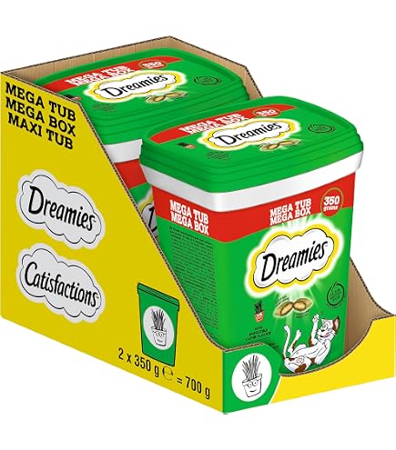 Dreamies Mega Box Kattensnacks – Mix Van Kip En Kaas, 4x350 G, Knapperige Pasteitjes Met Zachte Vulling, Vanaf 8 Weken
