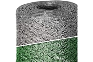 casa pura Grillage en fil de fer zingué - Clôture pour poulailler Jardin - Treillis de bricolage, Grille résistante aux intempéries, épaisseur du fil 0.8 mm, Maille 25mm - (H) 1m x (L) 25m Galvanisé