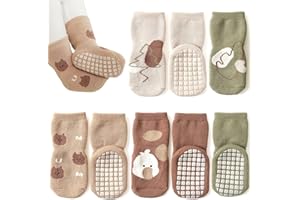 Bigqin 4 Paia Calzini Antiscivolo Bambino Cotone Bimbi Bambini, Addensati Invernali Caldi Calzini di Cotone Antiscivolo, per 0-5 Anni
