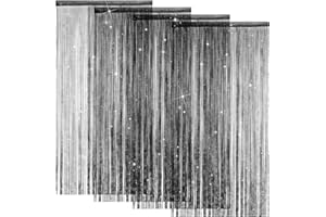 LITLANDSTAR 4 Pack String Door Curtains, 100 x 200cm String Curtain Panel Glitter String Doorways Divider Door Screens for Living Room Bedroom Party Decorations, Black