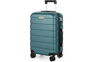 TANTOMI Handgepäck Koffer, 20 Zoll Hartschalenkoffer, Trolley, Leichter ABS-Rollkoffer, Reisekoffer mit 4 Rollen, 3-Stelliges Zahlenschloss (Helles Dunkelgrün, 41L)