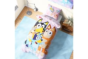 Get Trend Bluey Kinderbettwäsche 135x200 cm, Wendbare Bettwäsche Kinder, Kuscheliger Kissen- & Deckenbezug, Bingo Geschenke für Mädchen & Jungen (Multi Bluey, Einzel)
