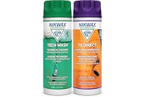‎NIKWAX Nikwax Tech Wash und TX.Direct Wash-In Doppelpack 2 x 300ml, Technischer Reiniger und Wash-In Imprägnierer für Wetterschutzbekleidung - reinigt, imprägniert, revitalisiert die Atmungsaktivität