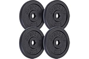 ScSPORTS® Set de Disques de Poids - 10/20/30/40 kg, Plaques 5 kg, 30/31 mm, en Fonte, Noir - Plaques d'Haltères, Équipement de Gym, Haltérophilie