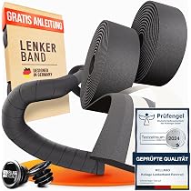 Kellago Lenkerband Rennrad schwarz mit Kunststoff-Endkappen, inkl. E-Book & 4x Klebestreifen schwarz selbstklebend, Fahrrad Lenkerband