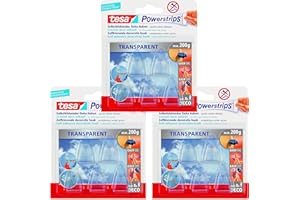 Tesa 58900-00014-01 Powerstrips und Haken für Dekorationen, 5 transparente Haken, 8 doppelseitige Klebestreifen, entfernbar, piccolo, 1